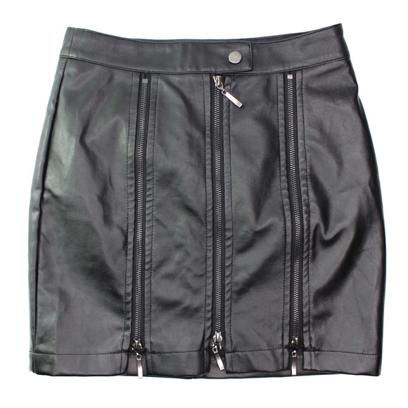 Carmin Zippered Front Faux Leather Mini Skirt Small - Picture 1 of 6